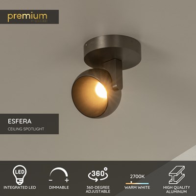 Lucide ESFERA - Ceiling spotlight - Ø 11,2 cm - LED Dim. - 1x11W 2700K - Grey iron | Premium